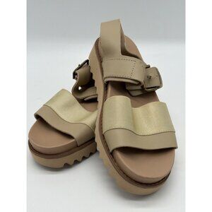 Jambu Womens Size 6 Sandals Contoured PU Sole Beige Calf Leather & Elastic Strap